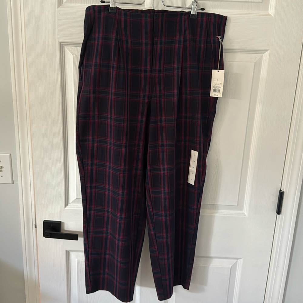 Blue and red plaid pixie work pant